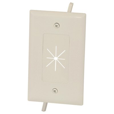 DataComm Cable Access Wallplate with Flexible Opening, 1-Gang, Light Almond